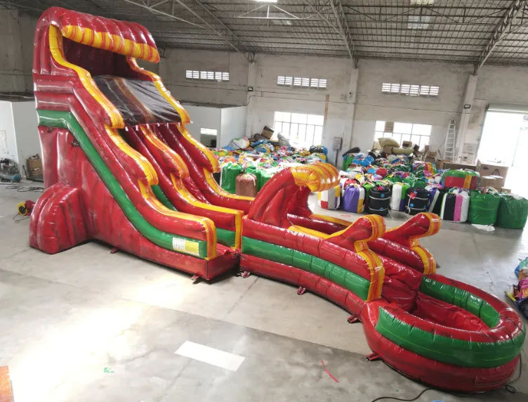 20FT FIRE MARBLE SUPER SLIDE W SLIP & POOL