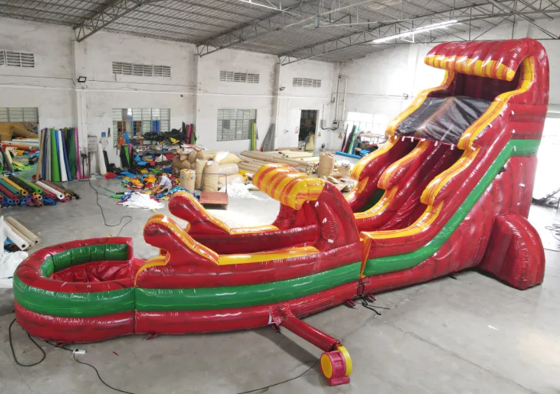 20FT FIRE MARBLE SUPER SLIDE W SLIP & POOL