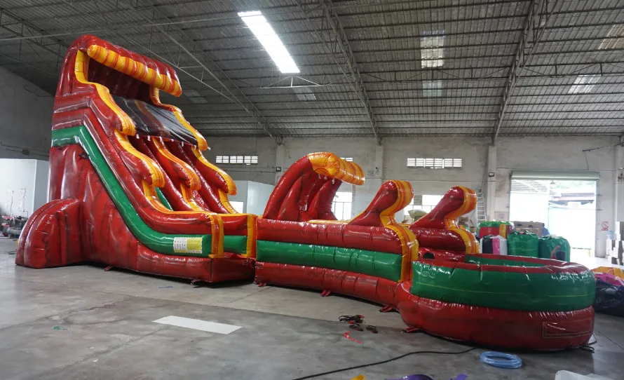 20FT FIRE MARBLE SUPER SLIDE W SLIP & POOL